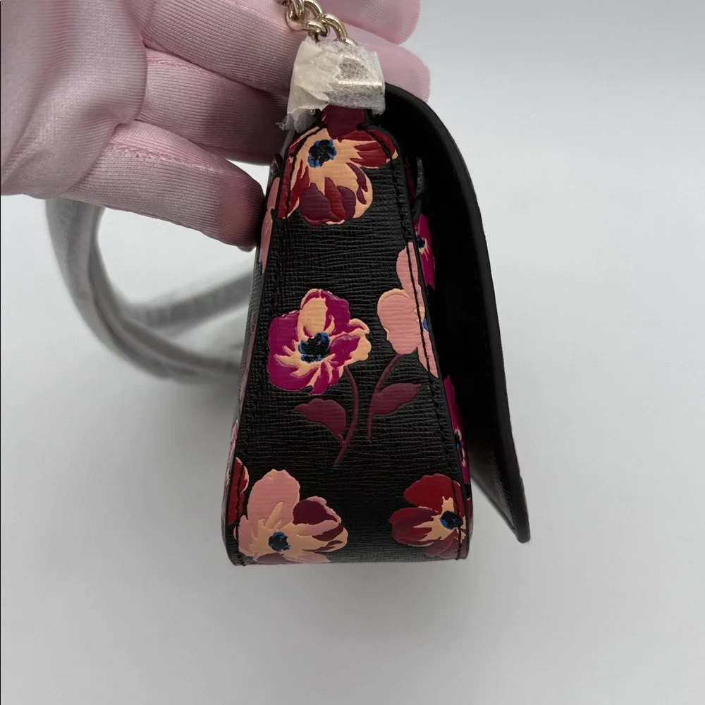 Kate Spade Devin Fall Poppies Flap Chain Wallet Black Multi